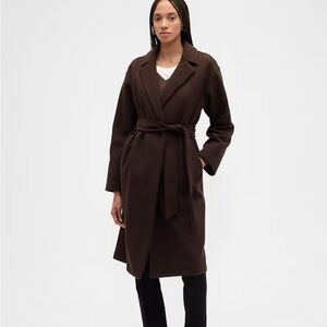 NWT GAP Factory Chocolate Brown Relaxed Wrap Coat